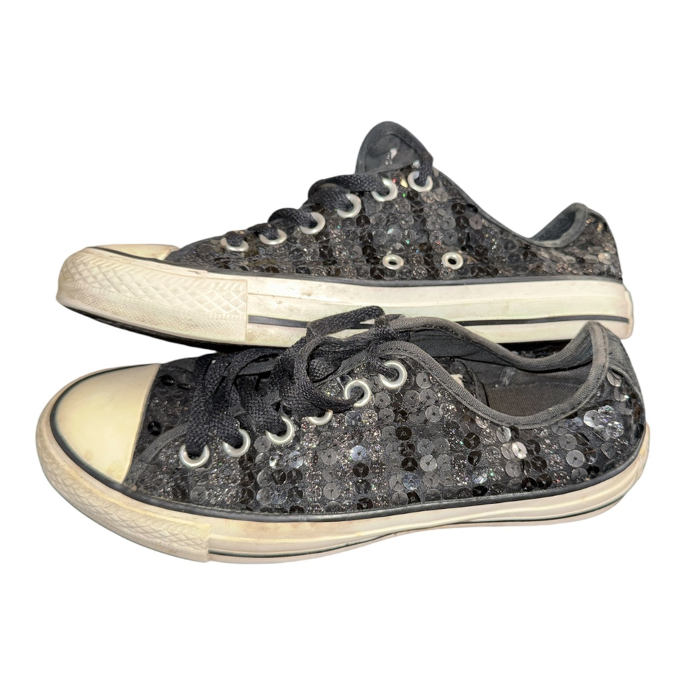 Converse Black Sequin low top size 7 - Picture 7 of 8